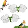 2 Pack Bird Feeding Cup Plastic Feeder with Clamp Holder for Small Size Birds Parakeet African Greys Conure Cockatiels Budgies Chinchilla