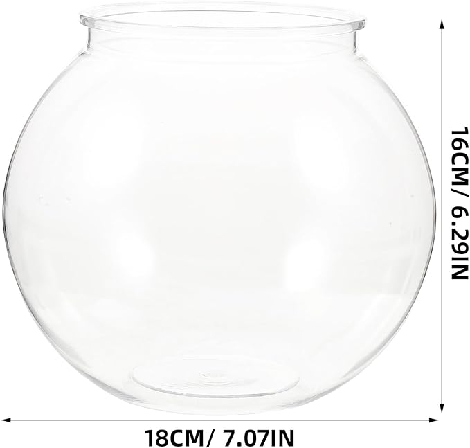 Transparent Plastic Fish Tank Small Round Aquarium for Household Goldfish with Break-Resistant Design Clear Fishbowl for Desk and Home Decoration 7 X 7 X 6.3