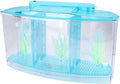 Acrylic Fish,Bowl, Aquarium Fish LED Acrylic Three Divisions Breeding Isolation Box for Small Fishes (Blue)