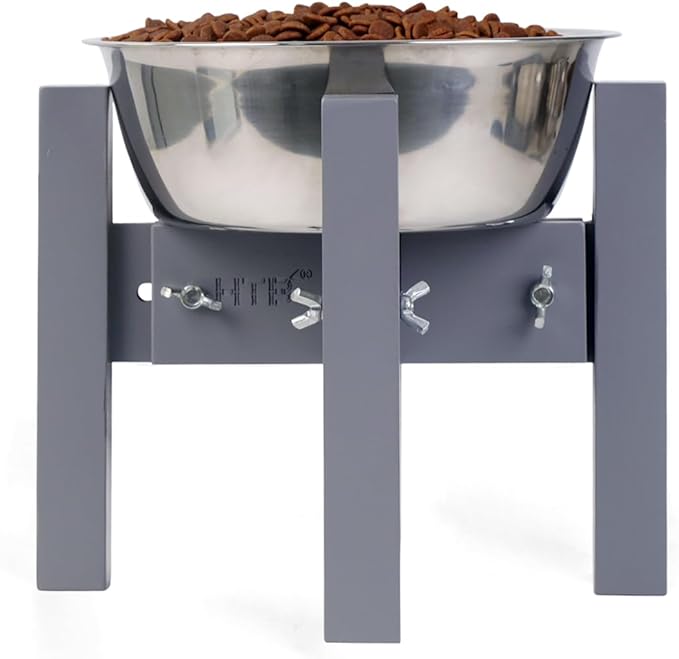 Elevated Dog Bowl Stand,Adjustable Dog Food Stand for 6”-8” Bowls,Single DogBowl Holder 7” Tall for Cats and Small Dogs Grey