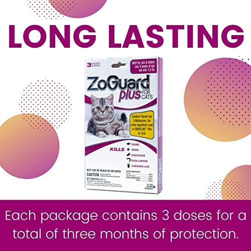 ZoGuard Plus Flea and Tick Prevention for Cats, Over 1.5 lbs (3 Dose)