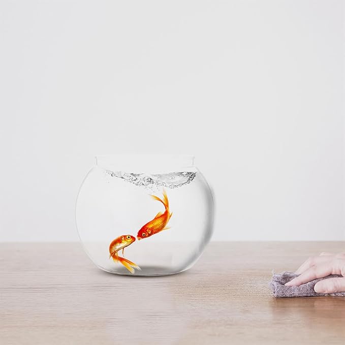 DECHOUS Round Fish Bowl with Stand, 2 Gallon Fish Tank Decor Tabletop Small Fish Bowl Hydroponic Vase Planter Aquarium Desktop Fish Tank for Betta Fish/Goldfish, Plastic Material