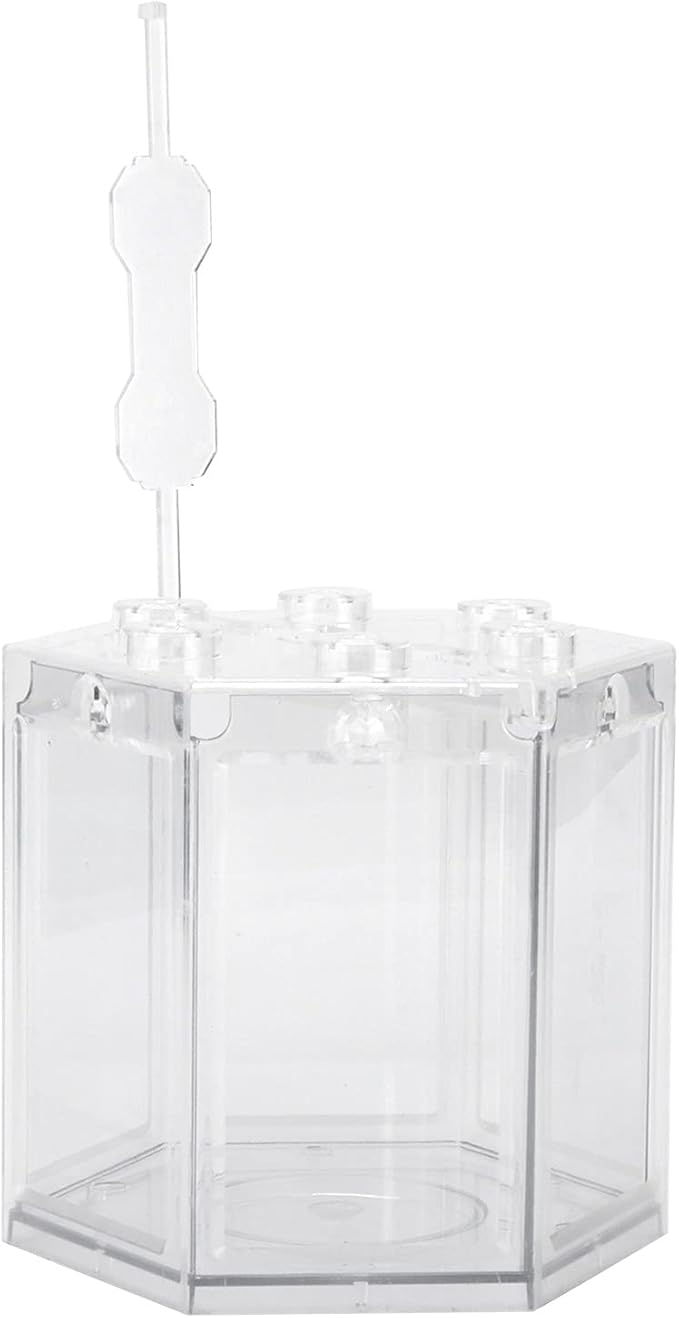 Fydun Betta Aquarium S R Kits, Small Fish Hex Shape Superimposable Portable Kits, No Clean Aquariums Mini for Office DecorationBlack Corners Clear Loving Kids Lovers Decoration (Clear)