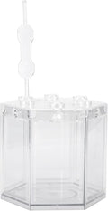 Fydun Betta Aquarium S R Kits, Small Fish Hex Shape Superimposable Portable Kits, No Clean Aquariums Mini for Office DecorationBlack Corners Clear Loving Kids Lovers Decoration (Clear)
