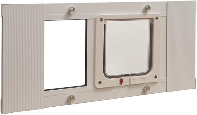 Ideal Pet Products Aluminum Sash Window Pet Door, Adjustable Width 23" to 28", Cat Flap, 6.25" x 6.25" Flap Size, White