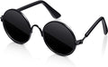 Dog Sunglasses Retro Pet Glasses Doll Glasses Classic Round Dog Glasses Metal Cat Puppy Eye Wear Hippie Costumes for Cats and Dogs, Photos Props Cosplay Party Costume (Black, Classic Style)