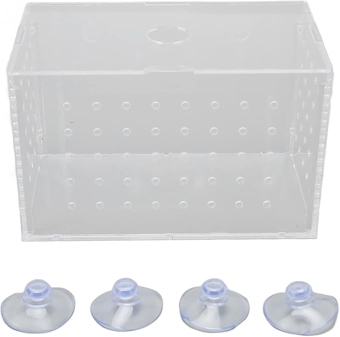 Fish Breeder Box, High Transparency Acrylic Hatchery Incubator Tank, Aquarium Fish Breeding Box with Suction Cups, Isolation Box for Baby Fishes Shrimp Clownfish, Easy to Observe a (14 * 8 * 9CM)