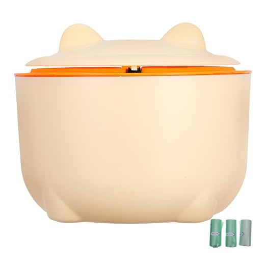 Milisten 1set Cartoon Desktop Trash Can for Pet Litter Portable Waste Bin with Lid Reusable Design for Home Office Bathroom Use Includes Garbage Bags