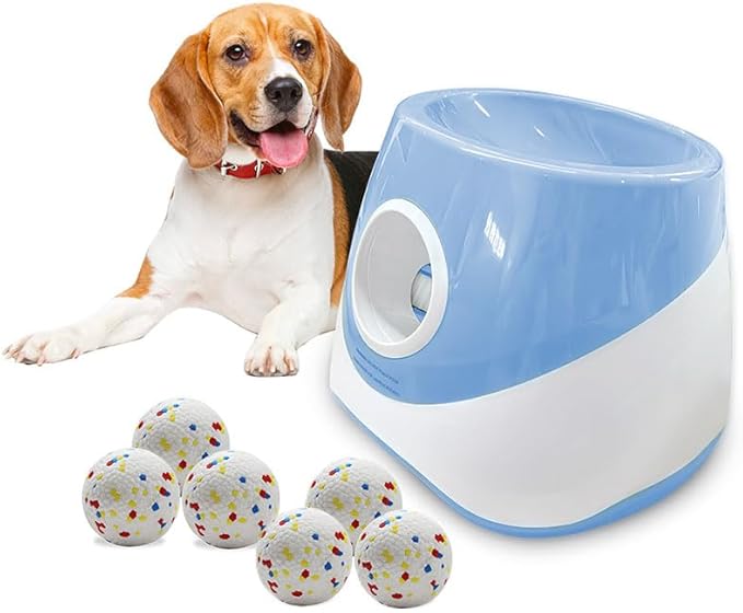 Interactive Dog Toys - Automatic Tennis Ball Launcher for Medium to Large Dogs, Outdoor Exercise & Training, Perfect Home Dog Toy 3 Ball (Blue, Large)