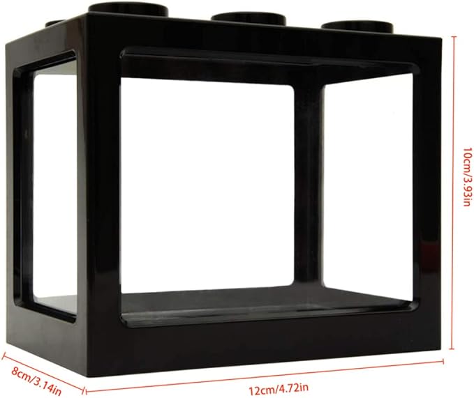 Mini Fish Tank Decorative Stackable Acrylic Small Fish Tank for Office Tea Table Decor Bowls Black