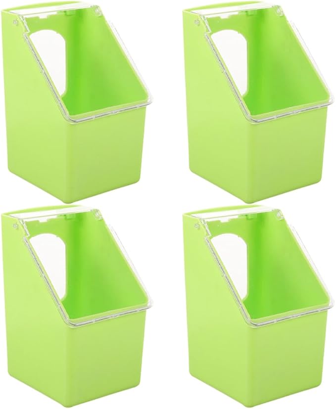 FRCOLOR 4pcs Hanging Pigeon Feeder Bird Cage Feeder with Lid Green Single Hole Bird Food Dispenser for Feeding and Watering Supplies
