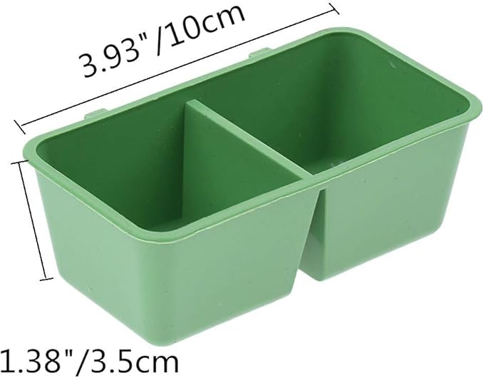 Bird Seed Food Feeding Cups Plastic Hanging Bowl for Poultry Parrot Pigeon Parakeet Budgie Cage (3.93inch-2 in 1)