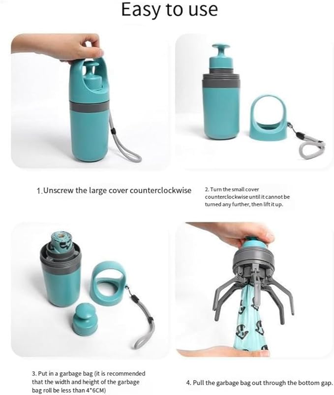 Portable Pet Pooper Scooper,Portable Pooper Scooper for Dogs,Portable Poop Scooper with Bags,Pooper Scoopers with Bag Attachment,with 15/60/120 PCS Bag Attachment. (60, Bags)