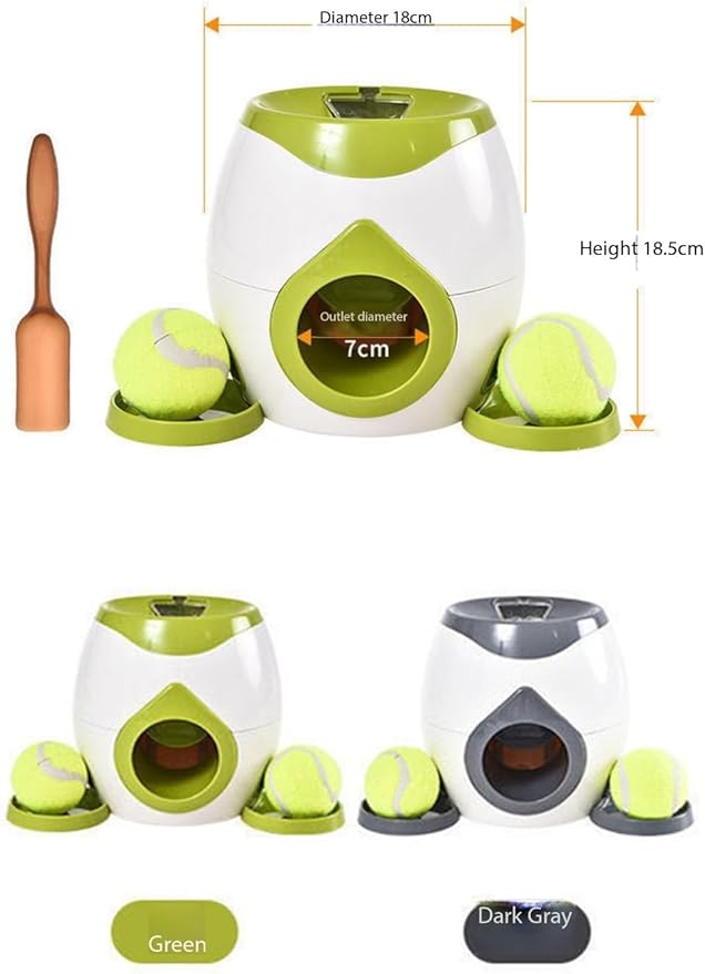 Interactive Dog Fetch Toy with Tennis Ball Launcher, Automatic Treat Dispenser, Green and White (Green)