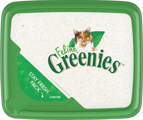 Greenies Cat Treats, Feline Veterinarian-Recommended Adult Natural Dental Cat Treats, Savory Salmon Flavor, 9.75 oz. Tub