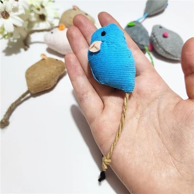 8 Pcs Plush Catnip Mice Toys with Catnip Bag- Interactive Cat Toys for Indoor Cats, Durable Stress Relief Eco-Friendly Small Mouse Chew Playthings（Color Random）