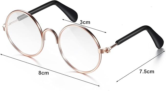 10 Pieces Cat Dog Sunglasses Funny Pet Glasses Round Metal Small Classic Retro Sunglasses Pet Hippie Cute Dog Cat Cosplay Party Costume Photo Props Cosplay Glasses(Transparent)
