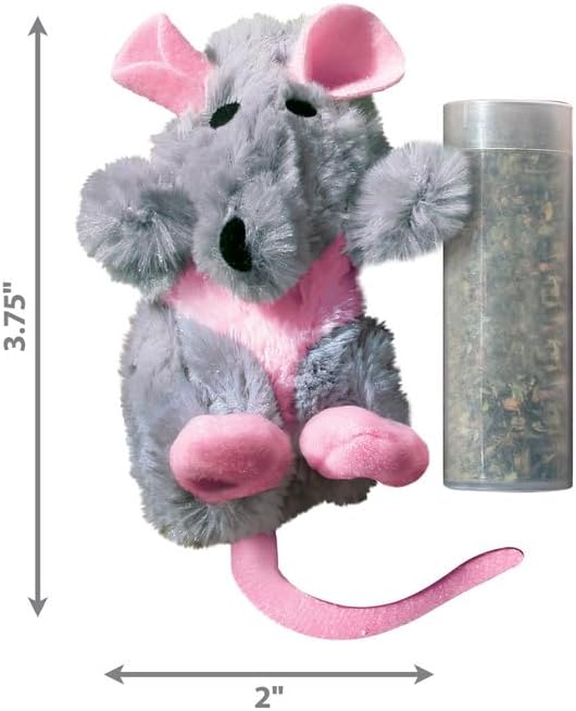 KONG Refillables Catnip Toys, Assorted 2-Pack – Plush Cat Toys with Refillable Catnip Pouch & Premium North American Catnip (Beaver and Rat)