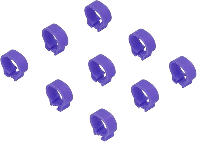Fydun 100PCS S Leg Rings, 8mm Pigeons Identification Poultry Plastic Bird Foot Clip Pool Vacuum Hoses Bands No Words SuppliesOrange Health Supplies Band for Identify Orange (Purple)