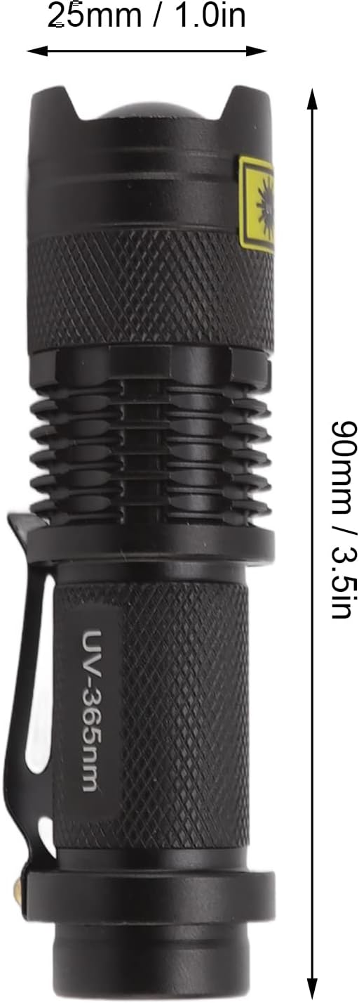 UV Flashlight, 365Nm Black Light, Portable Mini Flashlight for UV Resin Curing, Rock Detection, Pet Urine Detection, Paper Money Measurement