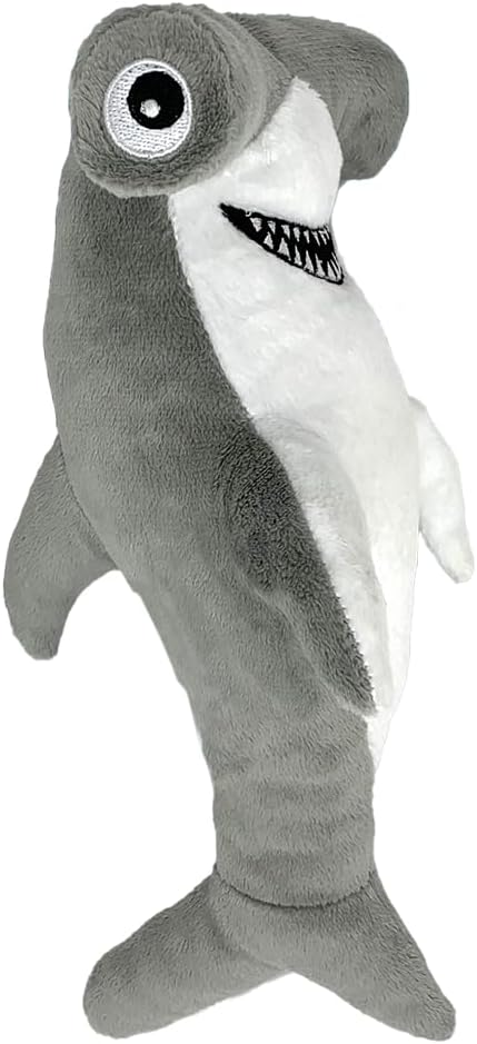 Spunky pup Clean Earth Plush Dog Toy with Squeaker - Recycled, Eco-Friendly, Floats for Beach, Lake, Pool - Hammerhead Shark, Large