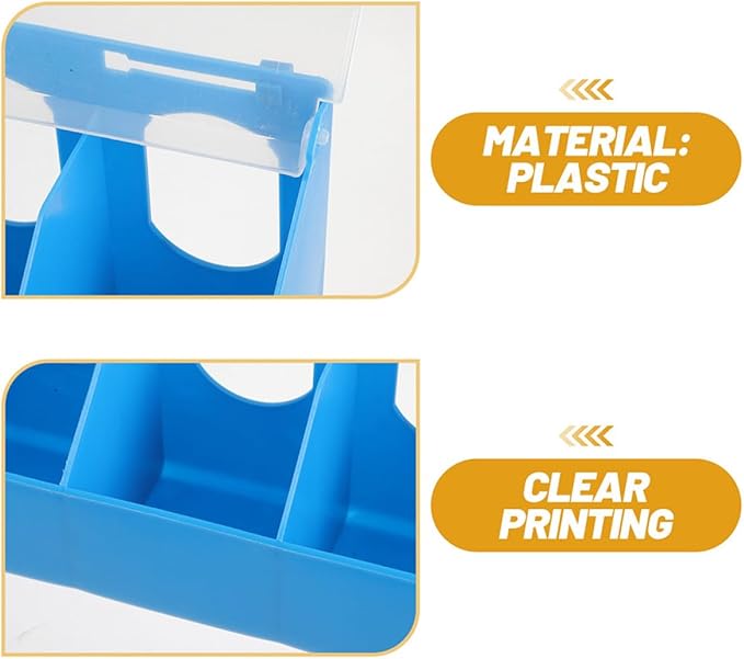 2pcs Hanging Bird Feeder Bowls with Lid, 3-Compartment Plastic Pigeon Feeders for Cage, Multipurpose Poultry Feeding and Watering Supplies in Blue