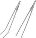 2 Pcs Feeding Tongs, Aquarium Tweezers Stainless Steel Straight and Curved Tweezers Set 27cm/10.6 inches Aquascaping Tools for Hold Worms, Reptiles, Lizards, Bearded Dragon (Silver)