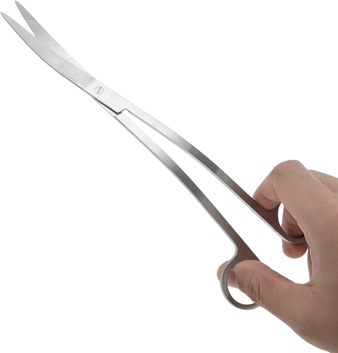Stainless Steel Aquarium Scissors, Wave Design, Professional Aquaplant Maintenance Tool, Silver Tone, 1 Pcs