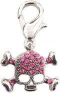 Pink Crystal Skull Charm for Dog or Cat Collar, Purse Charm, Zipper Pull, etc.