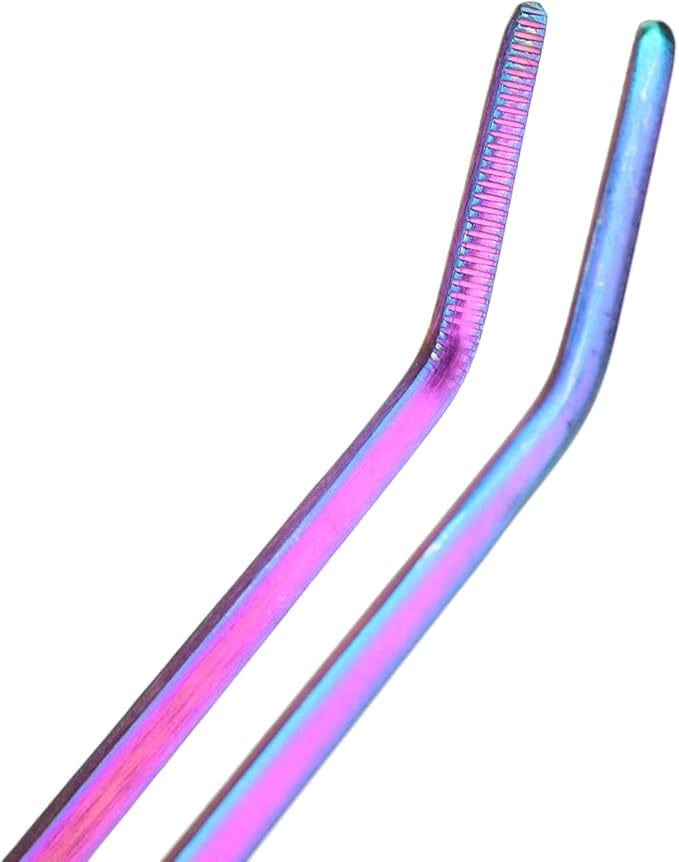 AYNEFY Aquarium Long Planted Feeding Tongs, Stainless Steel Colorful Straight Tweezer Aquarium Plant Maintenance Tools for AquaticPlants 10.6 Inches (27cm Bent Clip), AYNEFYwd0ziq89km-12