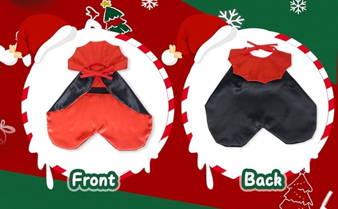 ROSAUI Halloween Pet Vampire Cape – 19.69″ Adjustable Red & Black Costume for Medium Dogs (Beagle, Shiba Inu, French Bulldog) Spooky Outfit with Stand-Up Collar (M Size)