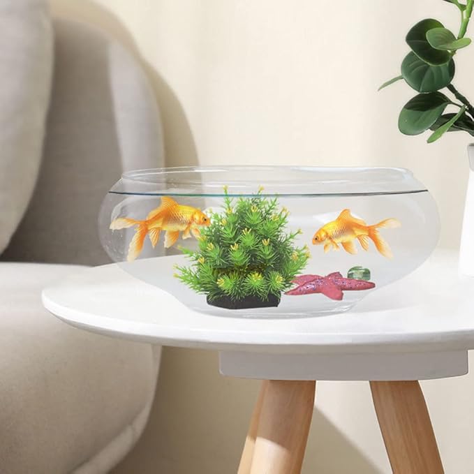 GANAZONO Glass Fish Bowl Small Fish Tank 9.84X9.84X3.93In Clear Desktop Aquarium Hydroponic Plant Pot for Home Office Garden Wedding Decoration