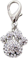 Clear Pave Crystals Paw Pet Dog or Cat Collar Charm, Purse Charm, Zipper Pull, etc.