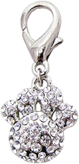 Clear Pave Crystals Paw Pet Dog or Cat Collar Charm, Purse Charm, Zipper Pull, etc.