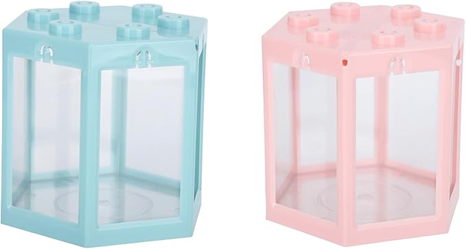 Small Betta Fish Tank, Hex Shape Portable Mini Aquarium Tank, Fish Tank Starter Kits Fish Bowl Aquarium Starter Kits for Turtle Reptile Shrimp Moss Crab Insects Habitat as Decoration(Blue)