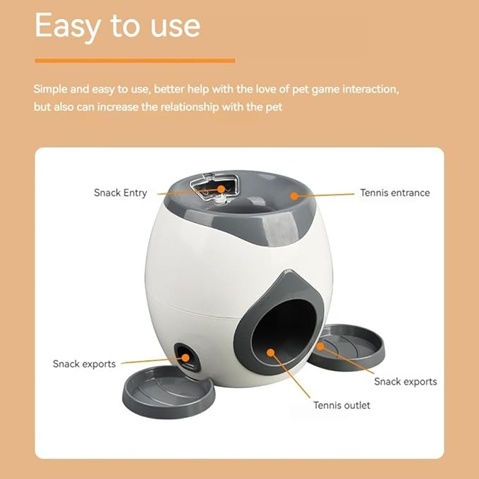 Automatic Dog Ball Launcher Dog Tennis Food Reward Machine Interactive Dogs Ball Thrower Slow Feeder for Small and Medium Dogs (Dark Grey)