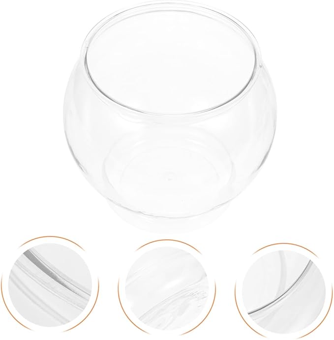 Transparent Plastic Fish Tank 15 Inch Round Shatterproof Fish Bowl for Betta and Aquatic Plants for Desktop Decoration and Office Use
