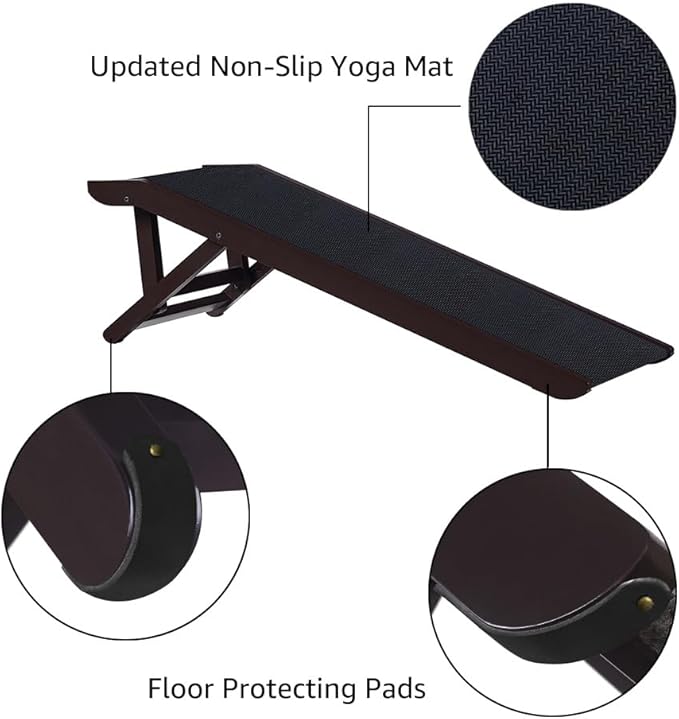 unipaws Foldable Wooden Pet Ramp with Adjustable Height, Dog Ramp to Reach High Bed and Couch, Durable Pet Ladder with Updated Non-Slip Yoga Mat for Dog and Cat