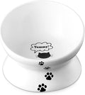 Y YHY Large Raised Cat Food Bowl, 7 Inch Tilted Elevated Bowl, Ceramic Pet Food Bowl for Adult Cats and Medium Dogs, Anti Vomiting, Protects Pet's Spine, Dishwasher Safe
