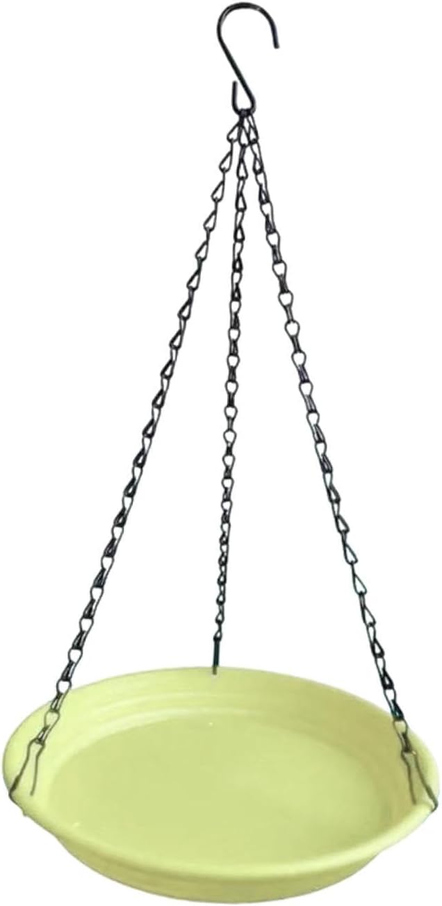 Hanging Bird Feeder and Waterer Tray Bird Food Tray Outdoor Birdbath Hanging Backyard Birdbath for Garden Balcony Trees Lawn, Yellow
