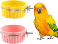 2 Pack Bird Detachable Bowl Plastic Food Cup Convenient Hanging Seed Water Feeder for Bird Parrot Canary Finch Parakeet Budgie Cockatiel Lovebird