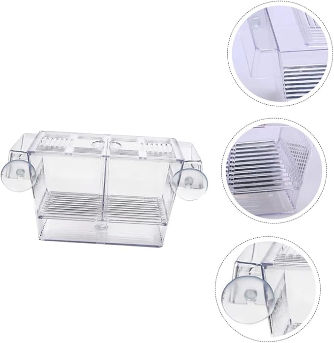 Happyyami Aquarium Incubation Box Fish Fry Breeding Tank Isolation Box Suction Cup for Freshwater Fish