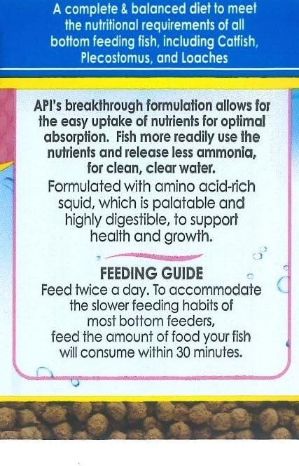 API BOTTOM FEEDER PELLETS WITH SQUID Fish Food 4.0-Ounce Container