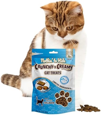 Fieldcrest Farms Nothin’ to Hide Collagen Cat Treats – Crunchy & Creamy Cat Snacks, High-Protein Healthy Treats for Skin, Coat & Joint Support, Tuna Flavor, 3 oz.