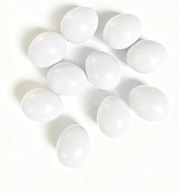 Azatemgo 10 Pack Small Plastic Parrot Eggs - 1.03 Inch Fake Bird Eggs for Training, Nesting Box & Stopping Egg Laying for Lovebirds, Cockatiels, Parakeets, Finches