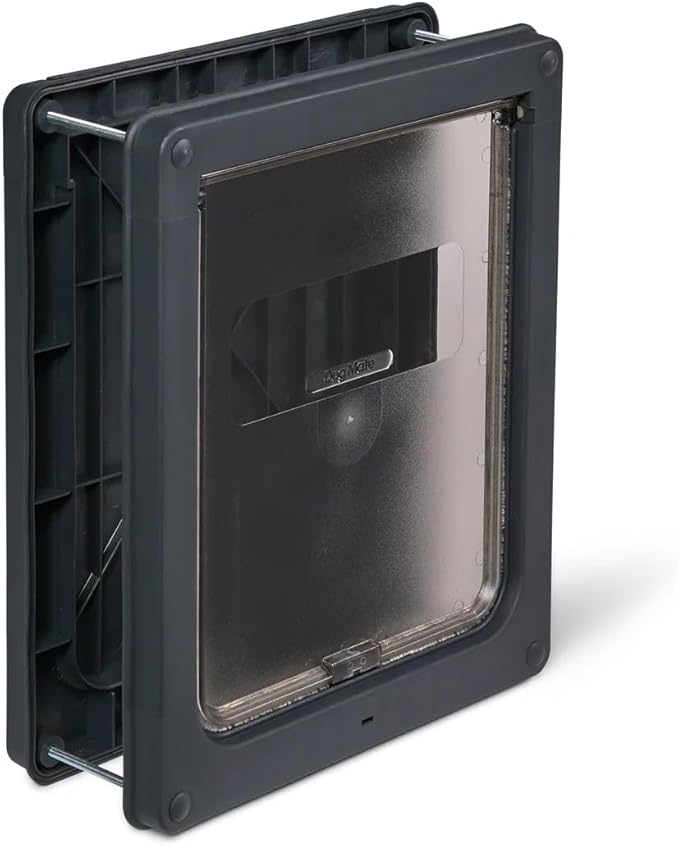 Dog Mate Lockable Medium Dog Door (215G) - Flap for Medium Dogs and Large Cats, for UPVC, Wall and Wood, Securely Designed for Your Pets, Grey