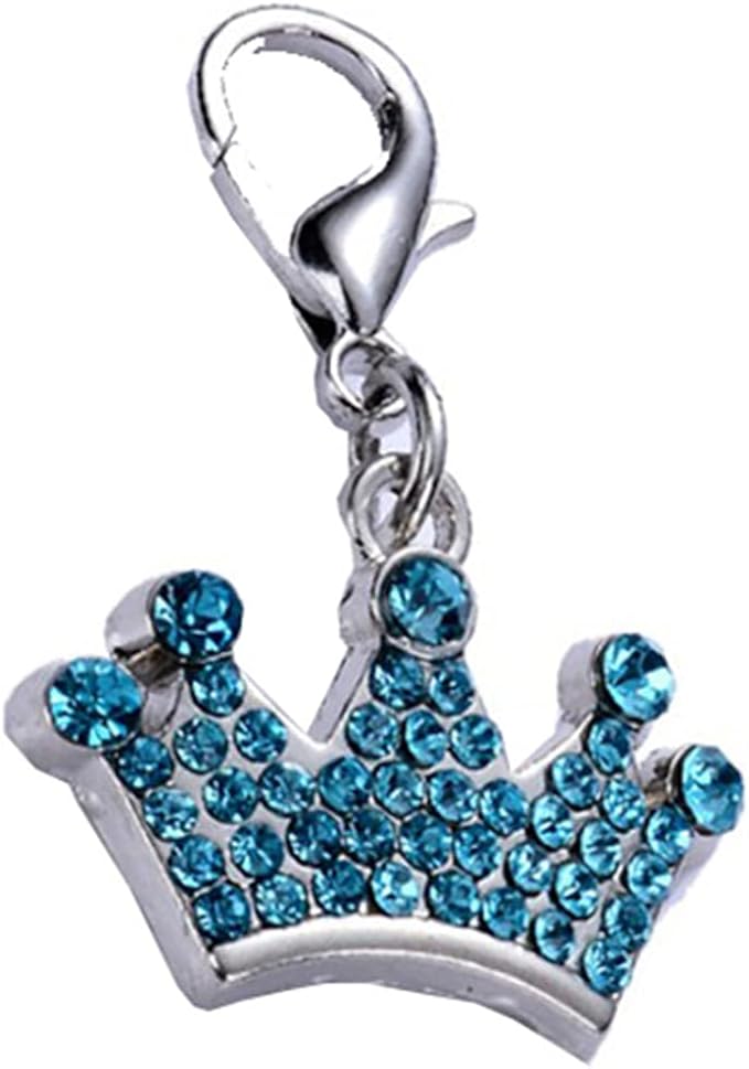 3Pcs Pet Collar Rhinestone Crown Metal Keychain, Pendant Cat and Dog Jewelry Pendant Pet Collar Jewelry Pink/White/Blue