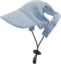 Dog Baseball Cap, Dog Cat Summer Beach Visor Hat with Ear Holes, Adjustable Puppy Sunbonnet Headdress (Blue, Medium)