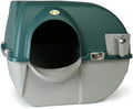 Omega Paw VMRA20-1-PR Premium Roll 'N Clean Large Self Cleaning Litter Box with Integrated Litter Step and Unique Sifting Grill, Forest Green