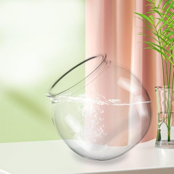 Mini Transparent Plastic Fish Bowl, Decorative Betta Fish Plant, Desktop Bookshelf Aquarium, Small Size